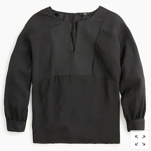 J. Crew Keyhole V-Neck Top Satin Backed Crepe